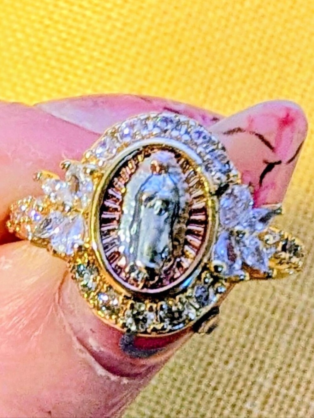 Estate Find Out Lady Of Guadalupe CZ Ring